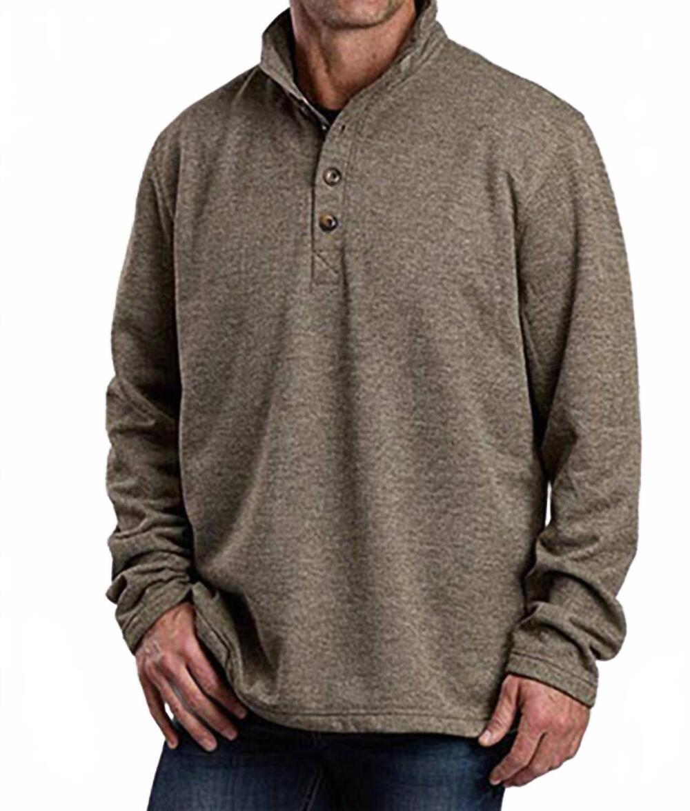 NEW STETSON quarter-button honeycomb knit sweater in brown
